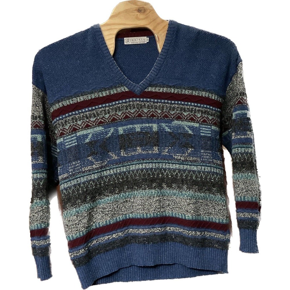 Vintage Casablanca 3D‎ Knit Lambs Wool Sweater 42 V Neck Oswal Knit India